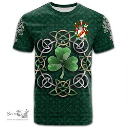 ScotsTee Shop Irish Veile or Veale Coat of Arms Irish Crest T Shirt Irish Shamrock with Celtic Knot T Shirt