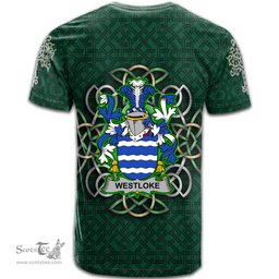 ScotsTee Shop Irish Westloke or Westlock Coat of Arms Irish Crest T Shirt Irish Shamrock with Celtic Knot T Shirt