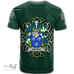 ScotsTee Shop Irish Vincent Coat of Arms Irish Crest T Shirt Irish Shamrock with Celtic Knot T Shirt