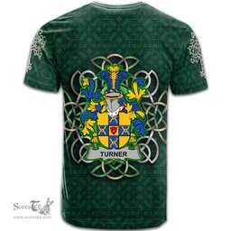 ScotsTee Shop Irish Turner Coat of Arms Irish Crest T Shirt Irish Shamrock with Celtic Knot T Shirt