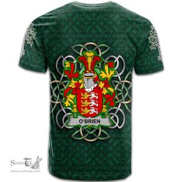 ScotsTee Shop Irish Brien or O Brien Coat of Arms Irish Crest T Shirt Irish Shamrock with Celtic Knot T Shirt