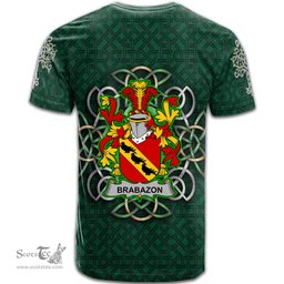 ScotsTee Shop Irish Brabazon Coat of Arms Irish Crest T Shirt Irish Shamrock with Celtic Knot T Shirt