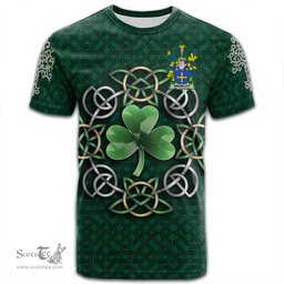ScotsTee Shop Irish Brinkley Coat of Arms Irish Crest T Shirt Irish Shamrock with Celtic Knot T Shirt