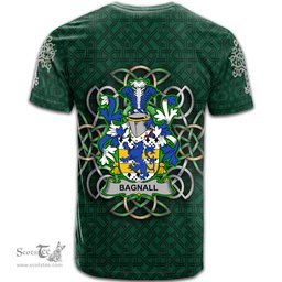 ScotsTee Shop Irish Bagnall Coat of Arms Irish Crest T Shirt Irish Shamrock with Celtic Knot T Shirt