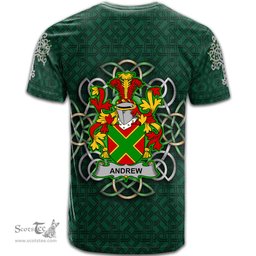 ScotsTee Shop Irish Andrew Coat of Arms Irish Crest T Shirt Irish Shamrock with Celtic Knot T Shirt