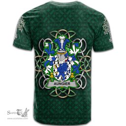 ScotsTee Shop Irish Aungier Coat of Arms Irish Crest T Shirt Irish Shamrock with Celtic Knot T Shirt