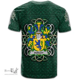 ScotsTee Shop Irish Dudley Coat of Arms Irish Crest T Shirt Irish Shamrock with Celtic Knot T Shirt
