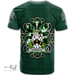 ScotsTee Shop Irish Crowley Coat of Arms Irish Crest T Shirt Irish Shamrock with Celtic Knot T Shirt