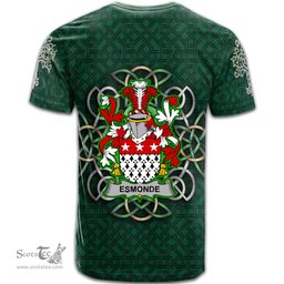 ScotsTee Shop Irish Esmonde Coat of Arms Irish Crest T Shirt Irish Shamrock with Celtic Knot T Shirt