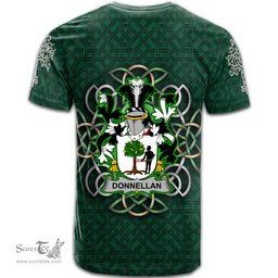 ScotsTee Shop Irish Donnellan or O Donnellan Coat of Arms Irish Crest T Shirt Irish Shamrock with Celtic Knot T Shirt