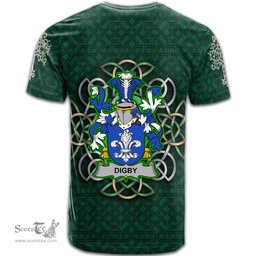 ScotsTee Shop Irish Digby Coat of Arms Irish Crest T Shirt Irish Shamrock with Celtic Knot T Shirt