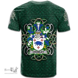 ScotsTee Shop Irish Crowley or O Crouley Coat of Arms Irish Crest T Shirt Irish Shamrock with Celtic Knot T Shirt
