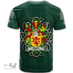 ScotsTee Shop Irish Field Coat of Arms Irish Crest T Shirt Irish Shamrock with Celtic Knot T Shirt