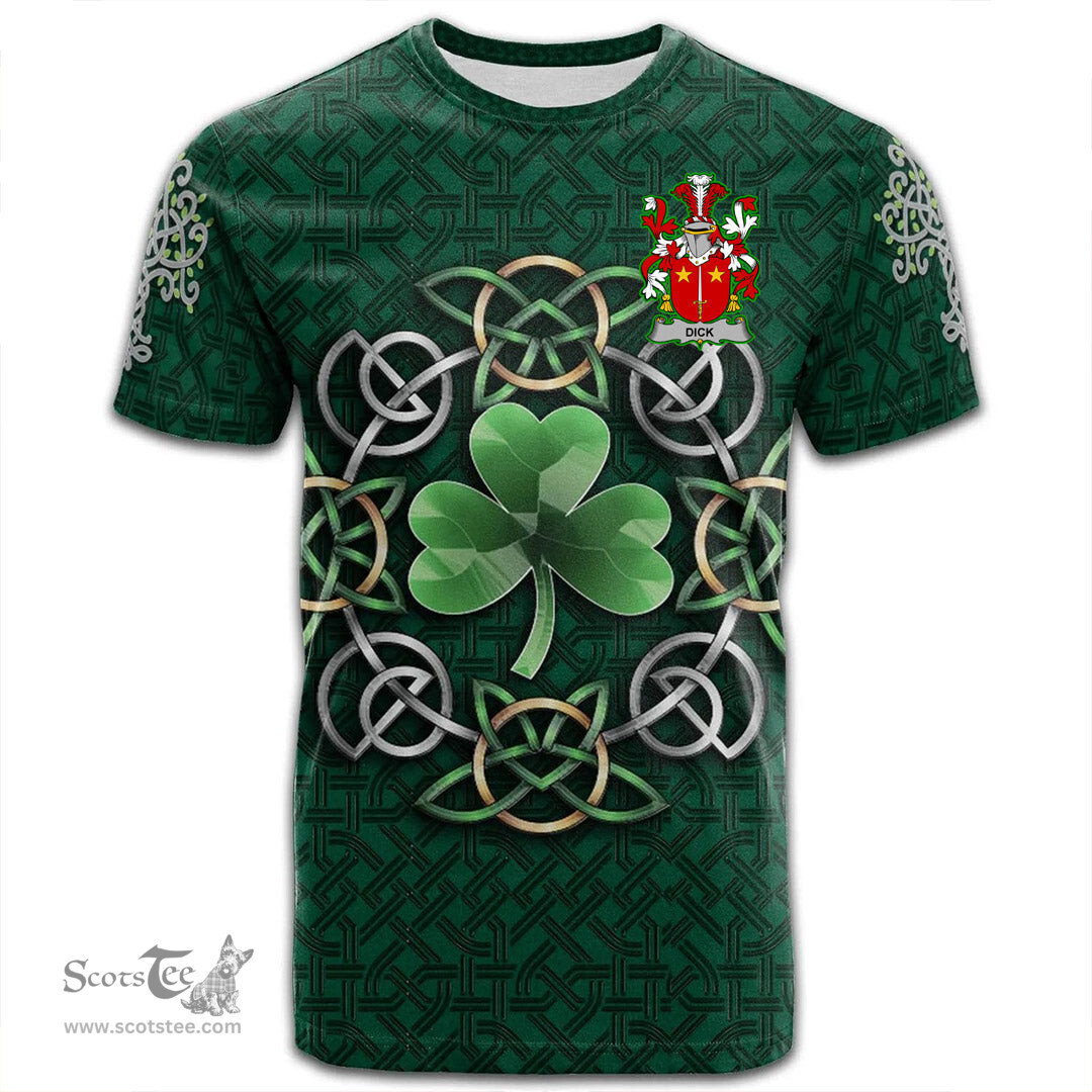 ScotsTee Shop Irish Dick Coat of Arms Irish Crest T Shirt Irish Shamrock with Celtic Knot T Shirt