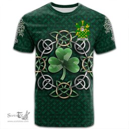 ScotsTee Shop Irish Eaton Coat of Arms Irish Crest T Shirt Irish Shamrock with Celtic Knot T Shirt