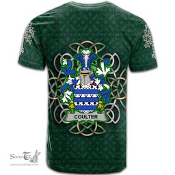 ScotsTee Shop Irish Coulter or O Coulter Coat of Arms Irish Crest T Shirt Irish Shamrock with Celtic Knot T Shirt