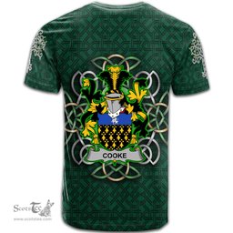 ScotsTee Shop Irish Cooke Coat of Arms Irish Crest T Shirt Irish Shamrock with Celtic Knot T Shirt
