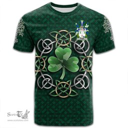 ScotsTee Shop Irish Dea or O Dea Coat of Arms Irish Crest T Shirt Irish Shamrock with Celtic Knot T Shirt
