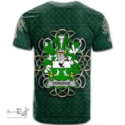 ScotsTee Shop Irish Donohue or O Donohue Coat of Arms Irish Crest T Shirt Irish Shamrock with Celtic Knot T Shirt
