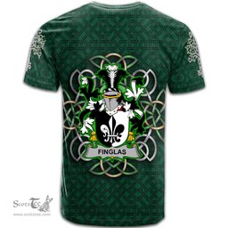 ScotsTee Shop Irish Finglas Coat of Arms Irish Crest T Shirt Irish Shamrock with Celtic Knot T Shirt
