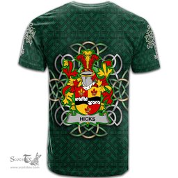 ScotsTee Shop Irish Hicks Coat of Arms Irish Crest T Shirt Irish Shamrock with Celtic Knot T Shirt