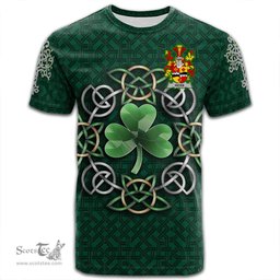 ScotsTee Shop Irish Hicks Coat of Arms Irish Crest T Shirt Irish Shamrock with Celtic Knot T Shirt