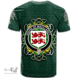 ScotsTee Shop Irish House of MACCLANCY Coat of Arms Irish Crest T Shirt Irish Shamrock with Celtic Knot T Shirt