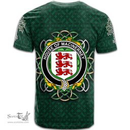 ScotsTee Shop Irish House of MACiNERNEY Coat of Arms Irish Crest T Shirt Irish Shamrock with Celtic Knot T Shirt