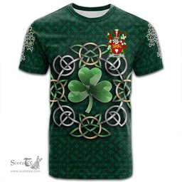 ScotsTee Shop Irish Hart or O Hart Coat of Arms Irish Crest T Shirt Irish Shamrock with Celtic Knot T Shirt