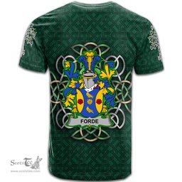 ScotsTee Shop Irish Forde or Consnave Coat of Arms Irish Crest T Shirt Irish Shamrock with Celtic Knot T Shirt