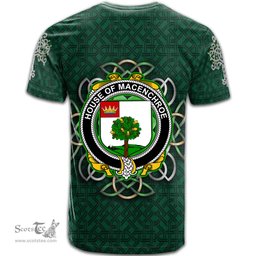ScotsTee Shop Irish House of MACENCHROE Coat of Arms Irish Crest T Shirt Irish Shamrock with Celtic Knot T Shirt