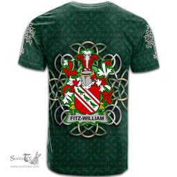 ScotsTee Shop Irish Fitz William Coat of Arms Irish Crest T Shirt Irish Shamrock with Celtic Knot T Shirt