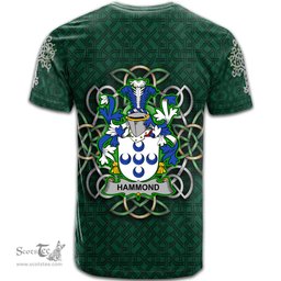 ScotsTee Shop Irish Hammond Coat of Arms Irish Crest T Shirt Irish Shamrock with Celtic Knot T Shirt