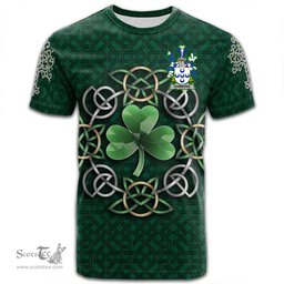 ScotsTee Shop Irish Hammond Coat of Arms Irish Crest T Shirt Irish Shamrock with Celtic Knot T Shirt