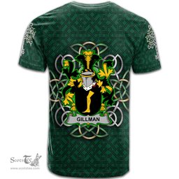 ScotsTee Shop Irish Gillman Coat of Arms Irish Crest T Shirt Irish Shamrock with Celtic Knot T Shirt