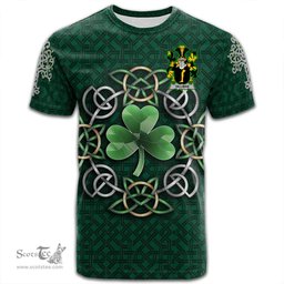 ScotsTee Shop Irish Gillman Coat of Arms Irish Crest T Shirt Irish Shamrock with Celtic Knot T Shirt