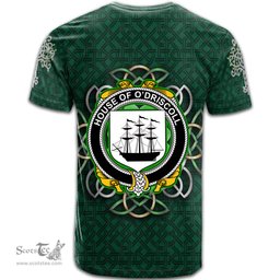 ScotsTee Shop Irish House of O DRISCOLL Coat of Arms Irish Crest T Shirt Irish Shamrock with Celtic Knot T Shirt