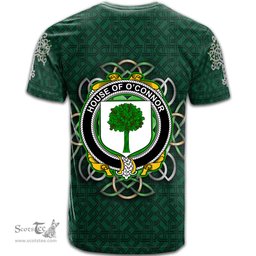 ScotsTee Shop Irish House of O CONNOR Don Coat of Arms Irish Crest T Shirt Irish Shamrock with Celtic Knot T Shirt