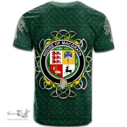 ScotsTee Shop Irish House of MACGRATH Coat of Arms Irish Crest T Shirt Irish Shamrock with Celtic Knot T Shirt