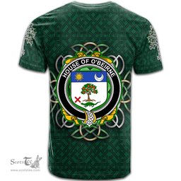 ScotsTee Shop Irish House of O BEIRNE Coat of Arms Irish Crest T Shirt Irish Shamrock with Celtic Knot T Shirt