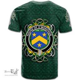 ScotsTee Shop Irish House of O MONOHAN Coat of Arms Irish Crest T Shirt Irish Shamrock with Celtic Knot T Shirt