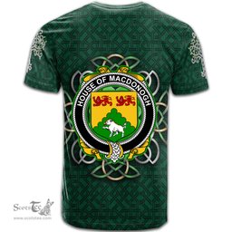 ScotsTee Shop Irish House of MACDONOGH Connacht Coat of Arms Irish Crest T Shirt Irish Shamrock with Celtic Knot T Shirt