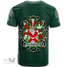 ScotsTee Shop Irish Fitz Edmonds Coat of Arms Irish Crest T Shirt Irish Shamrock with Celtic Knot T Shirt