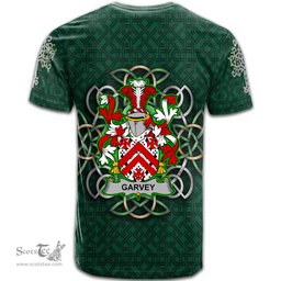 ScotsTee Shop Irish Garvey or O Garvey Coat of Arms Irish Crest T Shirt Irish Shamrock with Celtic Knot T Shirt