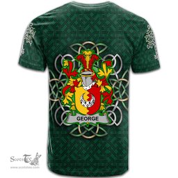 ScotsTee Shop Irish George Coat of Arms Irish Crest T Shirt Irish Shamrock with Celtic Knot T Shirt