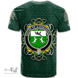 ScotsTee Shop Irish House of O DONOGHUE Coat of Arms Irish Crest T Shirt Irish Shamrock with Celtic Knot T Shirt