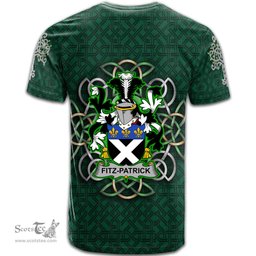 ScotsTee Shop Irish Fitz Patrick Coat of Arms Irish Crest T Shirt Irish Shamrock with Celtic Knot T Shirt