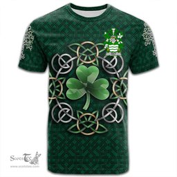 ScotsTee Shop Irish Haly Coat of Arms Irish Crest T Shirt Irish Shamrock with Celtic Knot T Shirt