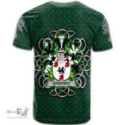 ScotsTee Shop Irish Godfrey of Bushfield Coat of Arms Irish Crest T Shirt Irish Shamrock with Celtic Knot T Shirt