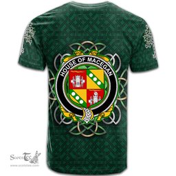 ScotsTee Shop Irish House of MACEGAN Coat of Arms Irish Crest T Shirt Irish Shamrock with Celtic Knot T Shirt